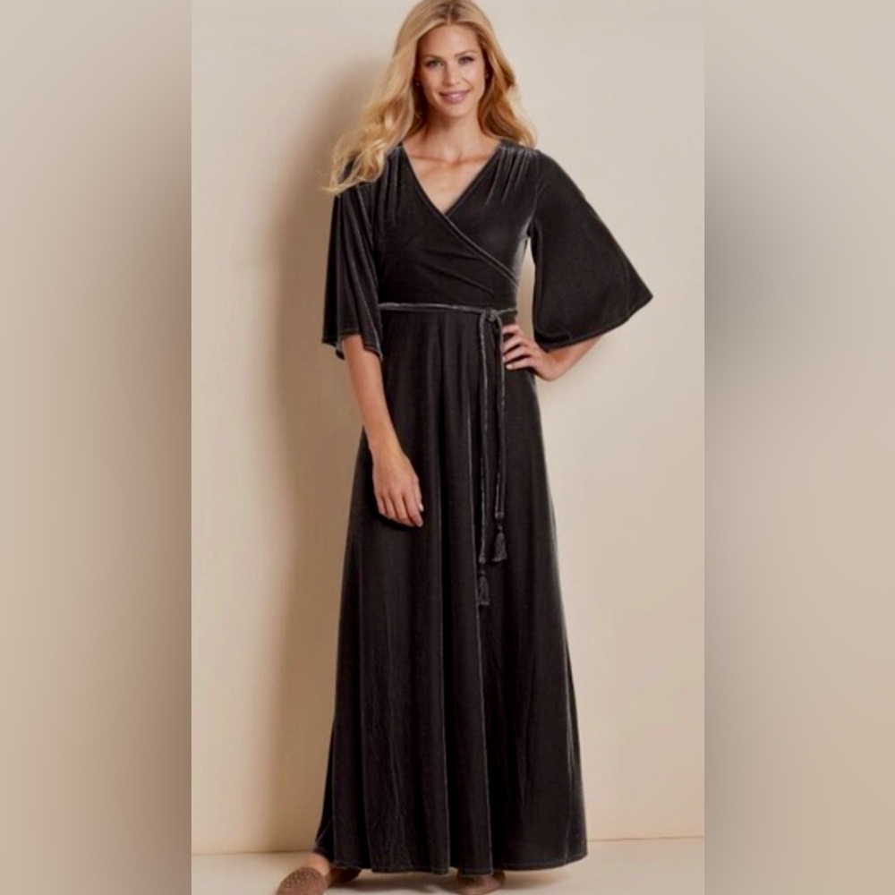 Soft Surroundings Gray Velvet Dress Size XS - read details -